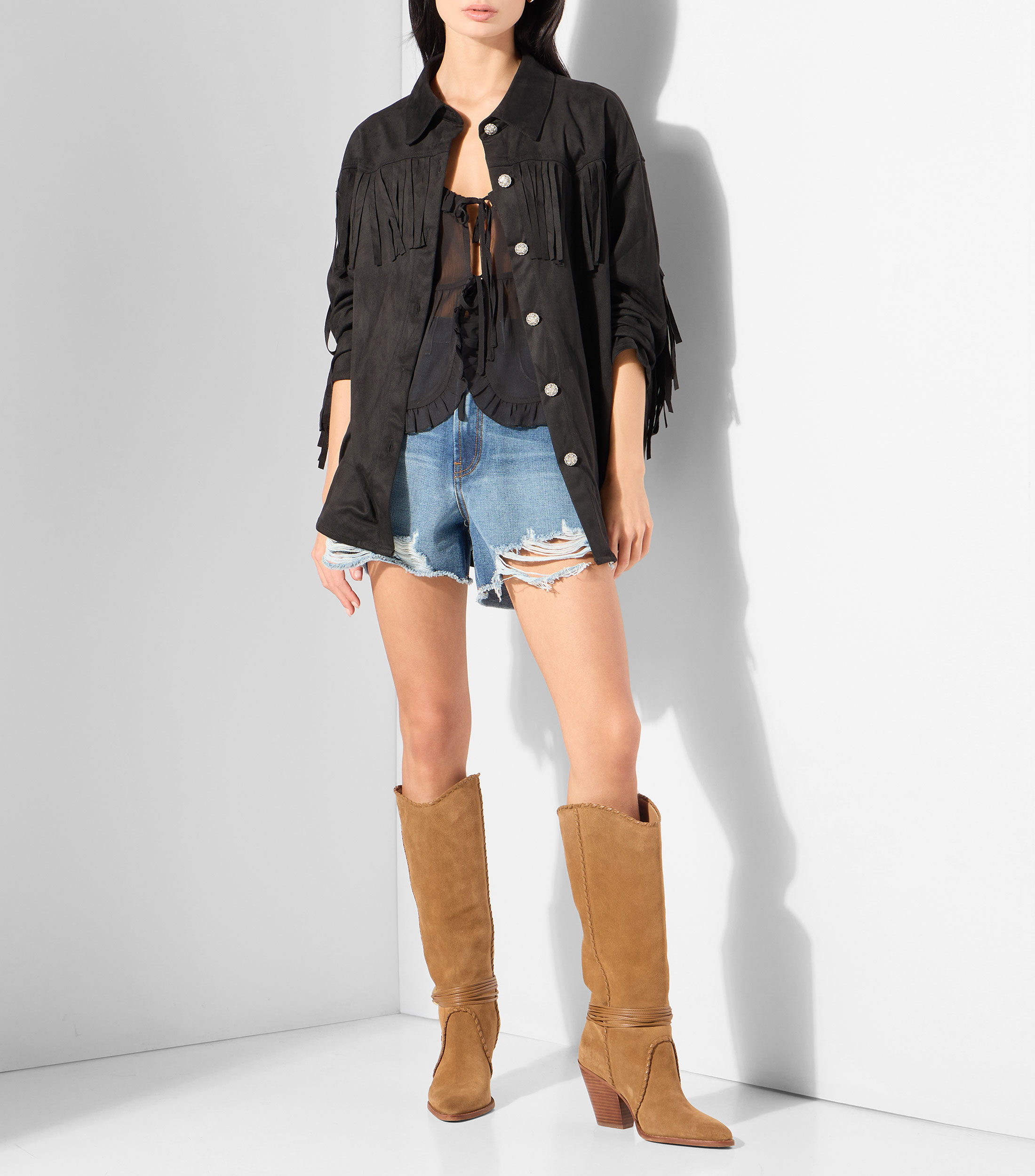 Short de mezclilla liso Mujer